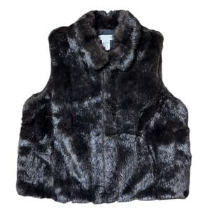 Draper's & Damon's‎ Women Brown Faux Fur Vest Sz Petite Medium